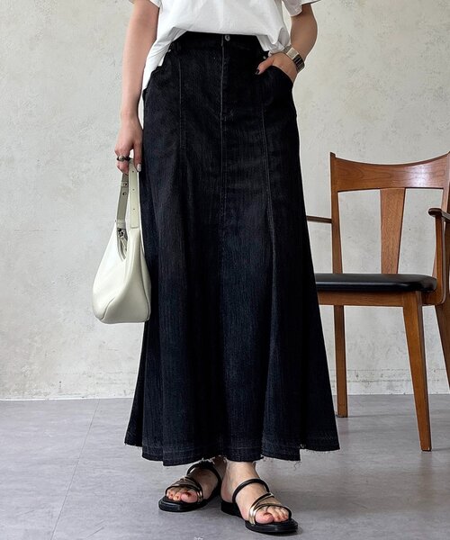 un dix cors(アンディコール)の「DENIMフレアスカート(スカート・レディース・ブラック/インディゴブルー・FREE)」の2枚目の写真