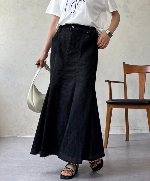 un dix cors(アンディコール)の「DENIMフレアスカート(スカート・レディース・ブラック/インディゴブルー・FREE)」の3枚目の写真