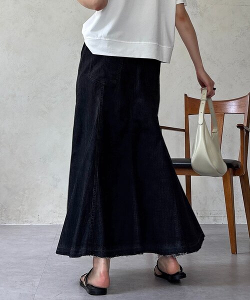 un dix cors(アンディコール)の「DENIMフレアスカート(スカート・レディース・ブラック/インディゴブルー・FREE)」の4枚目の写真