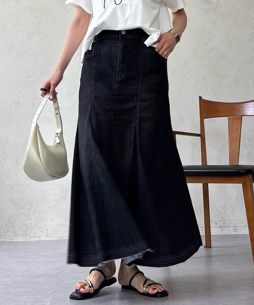 un dix cors(アンディコール)の「DENIMフレアスカート(スカート・レディース・ブラック/インディゴブルー・FREE)」の6枚目の写真