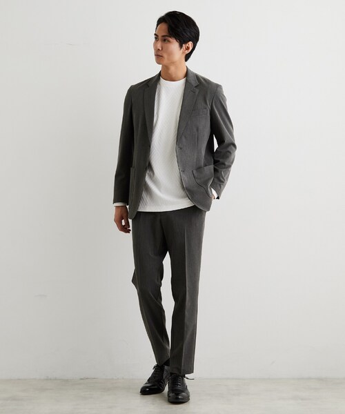 THE SHOP TK （ザ ショップ ティーケー ）の「【ストレッチ／洗濯機OK／セットアップ可】デニムライク スラックス（スーツパンツ・メンズ・ネイビー/ブラック・04/03/02/01）」の5枚目の写真