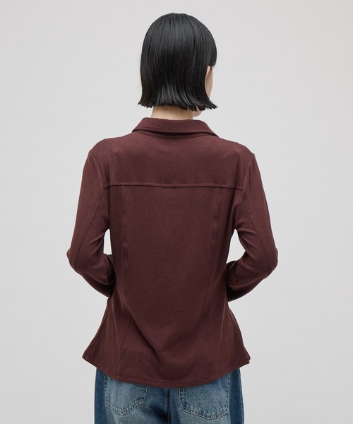 Lui's(ルイス)の「プレーティングシャツデザインニットカーディガン(カーディガン/ボレロ・レディース・チャコールグレー/グレー/ボルドー・FREE)」の6枚目の写真