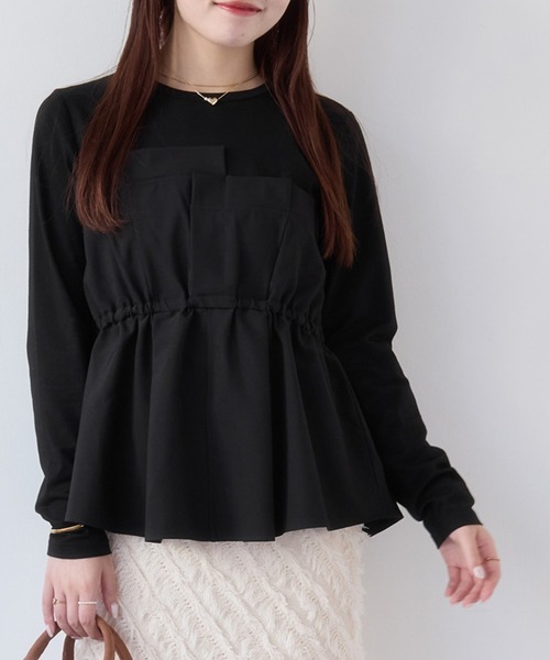 VIS(ビス)の「【WEB限定】ビスチェドッキングペプラムロングスリーブTシャツ(Tシャツ/カットソー・レディース・ブラック/オフホワイト/チャコールグレー・FREE)」の1枚目の写真