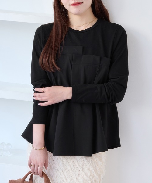 VIS(ビス)の「【WEB限定】ビスチェドッキングペプラムロングスリーブTシャツ(Tシャツ/カットソー・レディース・ブラック/オフホワイト/チャコールグレー・FREE)」の21枚目の写真