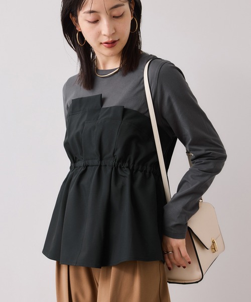 VIS(ビス)の「【WEB限定】ビスチェドッキングペプラムロングスリーブTシャツ(Tシャツ/カットソー・レディース・ブラック/オフホワイト/チャコールグレー・FREE)」の14枚目の写真