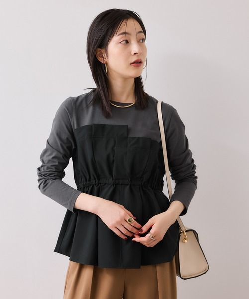 VIS(ビス)の「【WEB限定】ビスチェドッキングペプラムロングスリーブTシャツ(Tシャツ/カットソー・レディース・ブラック/オフホワイト/チャコールグレー・FREE)」の13枚目の写真