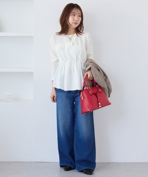 VIS(ビス)の「【WEB限定】ビスチェドッキングペプラムロングスリーブTシャツ(Tシャツ/カットソー・レディース・ブラック/オフホワイト/チャコールグレー・FREE)」の7枚目の写真