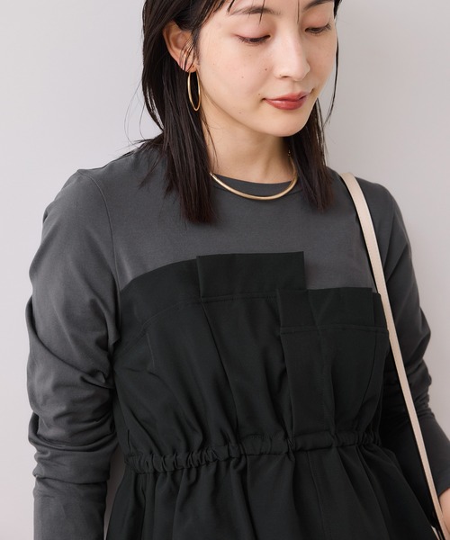 VIS(ビス)の「【WEB限定】ビスチェドッキングペプラムロングスリーブTシャツ(Tシャツ/カットソー・レディース・ブラック/オフホワイト/チャコールグレー・FREE)」の10枚目の写真