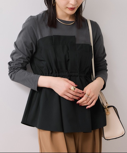 VIS(ビス)の「【WEB限定】ビスチェドッキングペプラムロングスリーブTシャツ(Tシャツ/カットソー・レディース・ブラック/オフホワイト/チャコールグレー・FREE)」の12枚目の写真