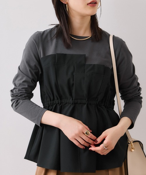 VIS(ビス)の「【WEB限定】ビスチェドッキングペプラムロングスリーブTシャツ(Tシャツ/カットソー・レディース・ブラック/オフホワイト/チャコールグレー・FREE)」の11枚目の写真