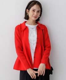 組曲（クミキョク）の「スポンディッシュニット 襟付きペプラムカーディガン（ニット/セーター）」