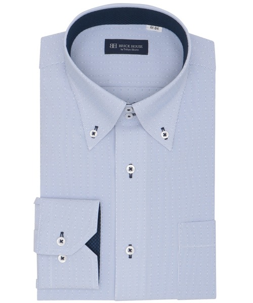 TOKYO SHIRTS(トウキョウシャツ)の「【吸水速乾】【COFREX】 形態安定ノンアイロン ドゥエボットーニ 長袖ビジネスワイシャツ(ビジネスシャツ・メンズ・ブルー・首回り42cm-裄丈82cm/首回り42cm-裄丈86cm/首回り43cm-裄丈82cm/首回り39cm-裄丈84cm/首回り41cm-裄丈86cm)」の1枚目の写真