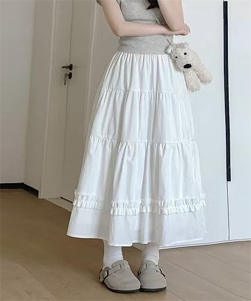 Dream garden(ドリームガーデン)の「フリルティアードスカート(スカート・レディース・ホワイト・L/M)」の10枚目の写真