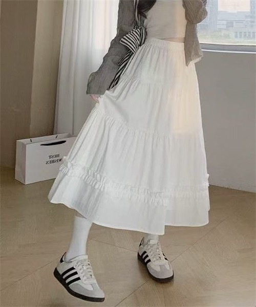 Dream garden(ドリームガーデン)の「フリルティアードスカート(スカート・レディース・ホワイト・L/M)」の13枚目の写真