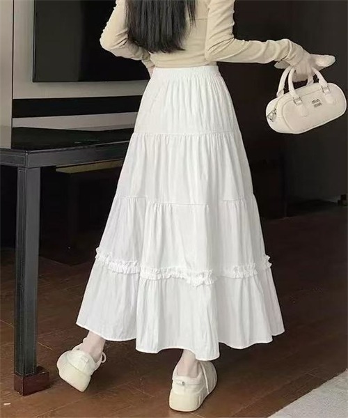 Dream garden(ドリームガーデン)の「フリルティアードスカート(スカート・レディース・ホワイト・L/M)」の18枚目の写真