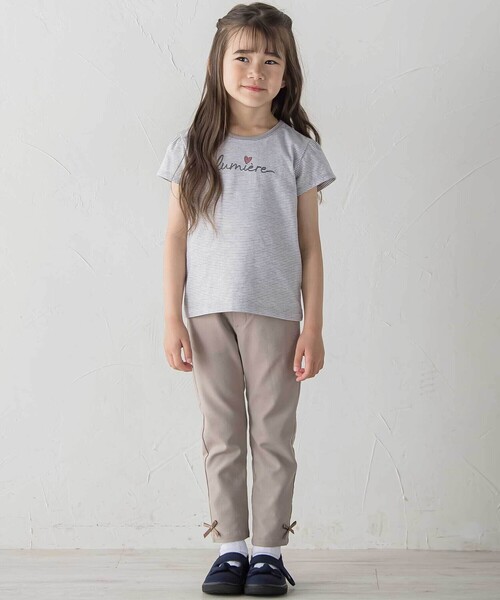 BeBe(ベベ)の「長袖リブカーディガン+天竺ボーダーロゴ半袖Tシャツ セット(90~150cm)(カーディガン/ボレロ・キッズ・ピンク/ブルー・120cm/90cm/110cm/150cm/100cm/140cm)」の5枚目の写真