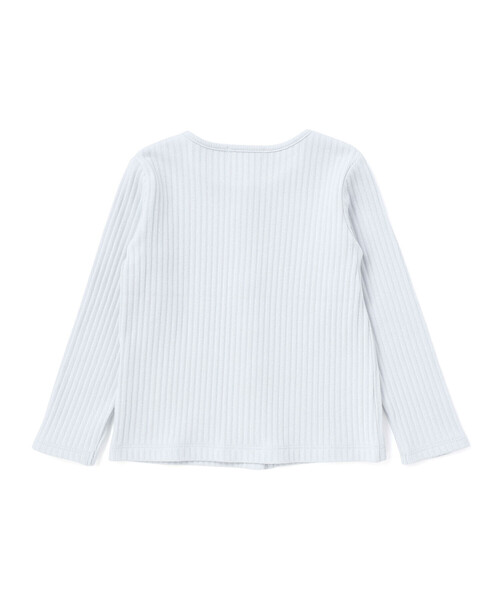 BeBe(ベベ)の「長袖リブカーディガン+天竺ボーダーロゴ半袖Tシャツ セット(90~150cm)(カーディガン/ボレロ・キッズ・ピンク/ブルー・120cm/90cm/110cm/150cm/100cm/140cm)」の8枚目の写真