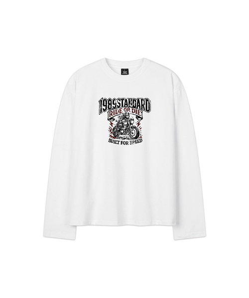 1989STANDARD（1989スタンダード）の「RIDER 1989 クロップド ロングスリーブ(SKLSTD-0262)（Tシャツ/カットソー・メンズ・ライトグレー/バーガンディー/ブラック/ホワイト・MEDIUM/LARGE/X-LARGE）」の2枚目の写真
