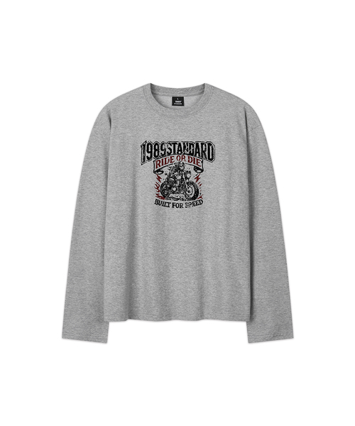 1989STANDARD（1989スタンダード）の「RIDER 1989 クロップド ロングスリーブ(SKLSTD-0262)（Tシャツ/カットソー・メンズ・ライトグレー/バーガンディー/ブラック/ホワイト・MEDIUM/LARGE/X-LARGE）」の3枚目の写真