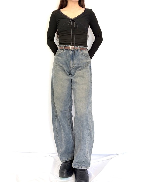Alite cloth(アリーテクロス)の「カップ付きフロントレースリボン長袖トップス(Tシャツ/カットソー・レディース・B/F/E/D/A/C・F)」の9枚目の写真