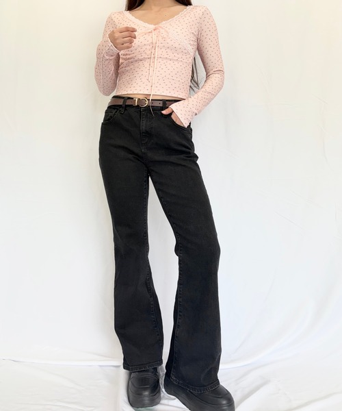 Alite cloth(アリーテクロス)の「カップ付きフロントレースリボン長袖トップス(Tシャツ/カットソー・レディース・B/F/E/D/A/C・F)」の11枚目の写真