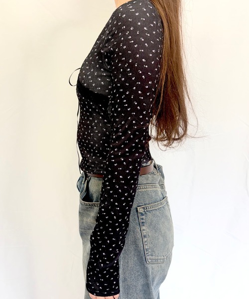 Alite cloth(アリーテクロス)の「カップ付きフロントレースリボン長袖トップス(Tシャツ/カットソー・レディース・B/F/E/D/A/C・F)」の17枚目の写真