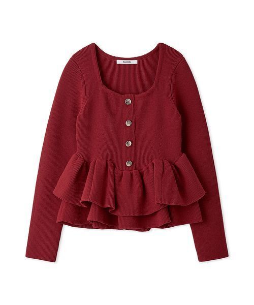 SNIDEL(スナイデル)の「ペプラムニットプルオーバー(ニット/セーター・レディース・レッド/ブラック/その他・F)」の1枚目の写真