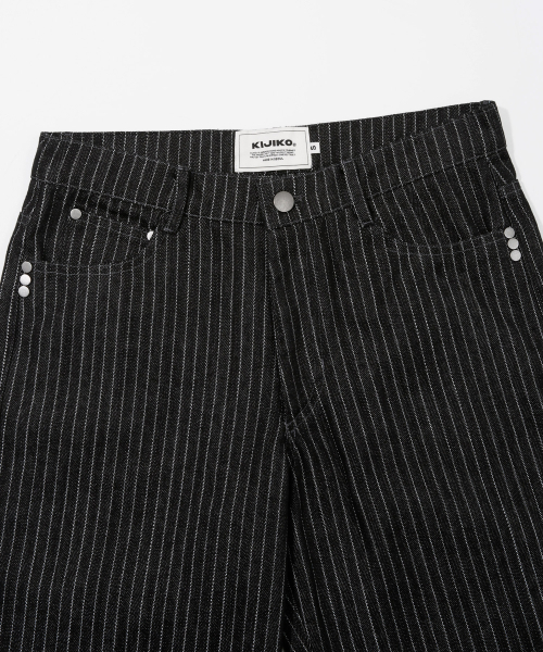 KIJIKO(キジコ)の「ke620. スリム セミロー アジャスト デニム ピンストライプ(デニムパンツ・レディース・その他・SMALL/MEDIUM)」の4枚目の写真