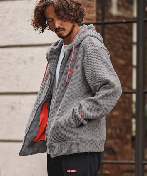 felkod（フィルコッド）の「mpa4258- Wool Like Waffle Double Zip Hoodie ジップパーカー(F26F160)（パーカー・メンズ・ブラック系その他/トップグレー・S/L/M）」の15枚目の写真