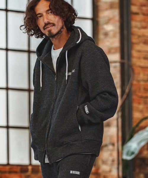 felkod（フィルコッド）の「mpa4258- Wool Like Waffle Double Zip Hoodie ジップパーカー(F26F160)（パーカー・メンズ・ブラック系その他/トップグレー・S/L/M）」の21枚目の写真