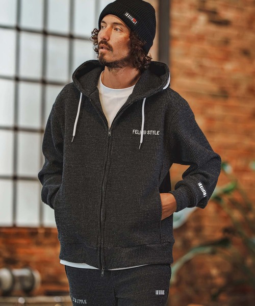 felkod（フィルコッド）の「mpa4258- Wool Like Waffle Double Zip Hoodie ジップパーカー(F26F160)（パーカー・メンズ・ブラック系その他/トップグレー・S/L/M）」の22枚目の写真