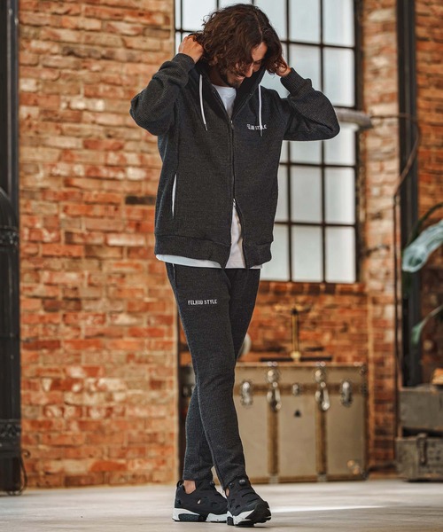 felkod（フィルコッド）の「mpa4258- Wool Like Waffle Double Zip Hoodie ジップパーカー(F26F160)（パーカー・メンズ・ブラック系その他/トップグレー・S/L/M）」の12枚目の写真