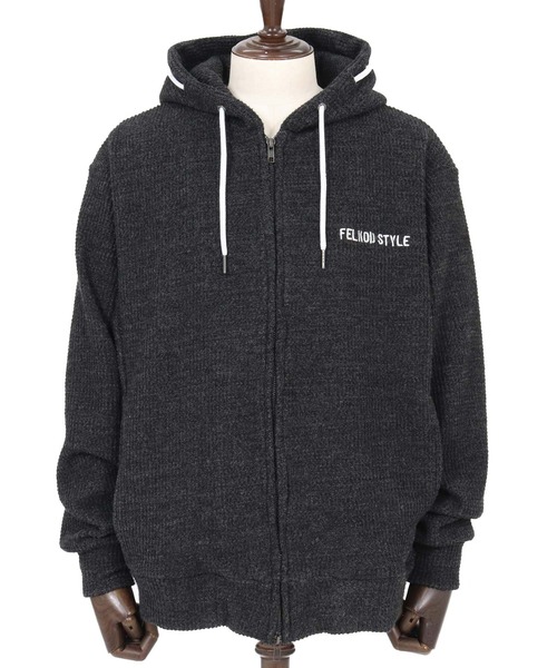 felkod（フィルコッド）の「mpa4258- Wool Like Waffle Double Zip Hoodie ジップパーカー(F26F160)（パーカー・メンズ・ブラック系その他/トップグレー・S/L/M）」の4枚目の写真