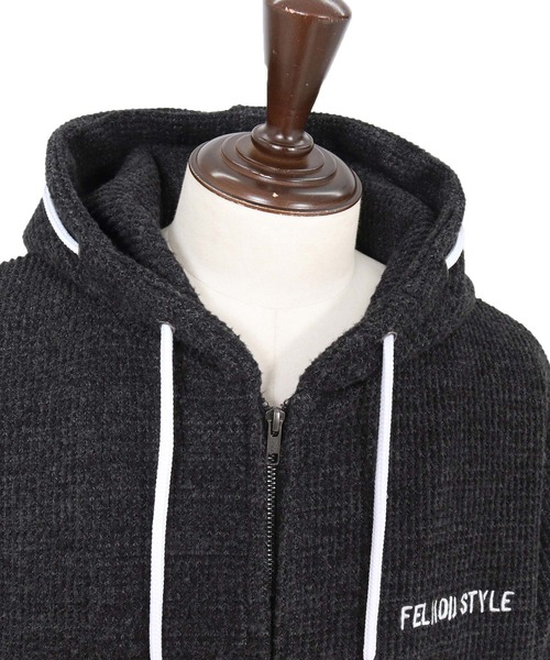felkod（フィルコッド）の「mpa4258- Wool Like Waffle Double Zip Hoodie ジップパーカー(F26F160)（パーカー・メンズ・ブラック系その他/トップグレー・S/L/M）」の6枚目の写真
