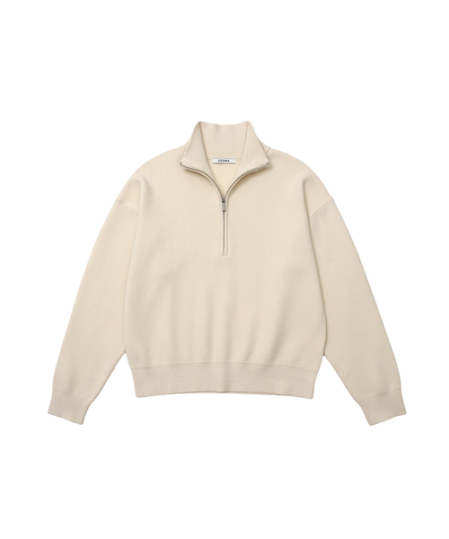 CCOMA(コンマ)の「CMK07 ディープグレー ハーフジップアップニット(ニット/セーター・レディース・ベージュ/グレー/アイボリー・FREE)」の2枚目の写真