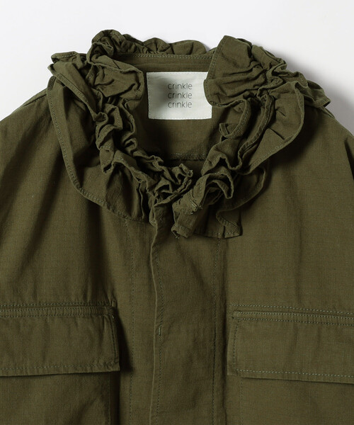 FREAK'S STORE(フリークスストア)の「crinkle crinkle crinkle/クリンクルクリンクルクリンクル frill collar military jacket/フリルカラーミリタリージャケット(ミリタリージャケット・レディース・ブラック/オリーブ・X-LARGE)」の7枚目の写真
