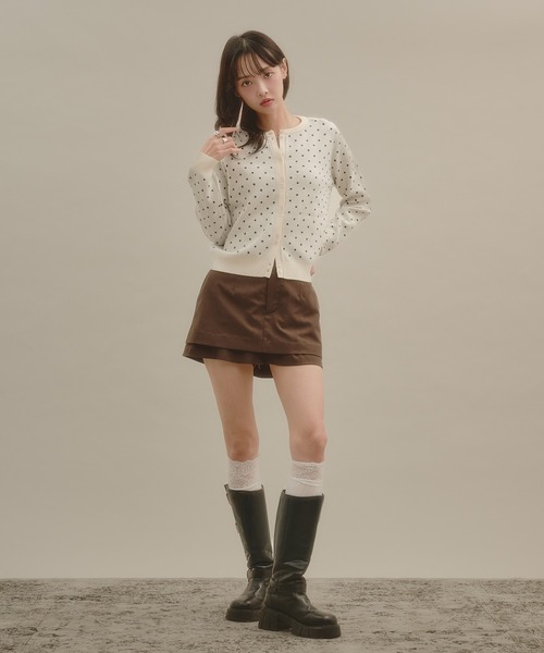 apres jour mignon(アプレジュールミニョン)の「ドットカーディガン(カーディガン/ボレロ・レディース・ボルドー/ピンク/オフホワイト/チャコールグレー/ブラウン系その他・フリー/LARGE)」の10枚目の写真