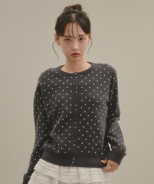 apres jour mignon(アプレジュールミニョン)の「ドットカーディガン(カーディガン/ボレロ・レディース・ボルドー/ピンク/オフホワイト/チャコールグレー/ブラウン系その他・フリー/LARGE)」の13枚目の写真
