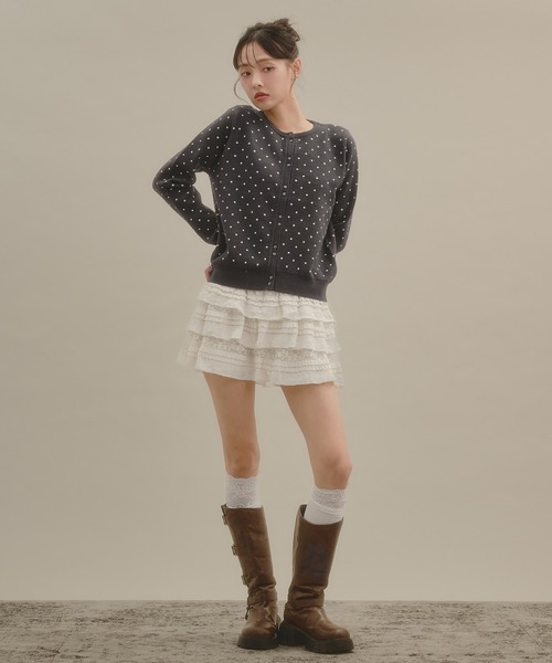 apres jour mignon(アプレジュールミニョン)の「ドットカーディガン(カーディガン/ボレロ・レディース・ボルドー/ピンク/オフホワイト/チャコールグレー/ブラウン系その他・フリー/LARGE)」の14枚目の写真