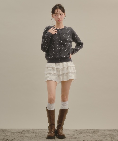 apres jour mignon(アプレジュールミニョン)の「ドットカーディガン(カーディガン/ボレロ・レディース・ボルドー/ピンク/オフホワイト/チャコールグレー/ブラウン系その他・フリー/LARGE)」の15枚目の写真