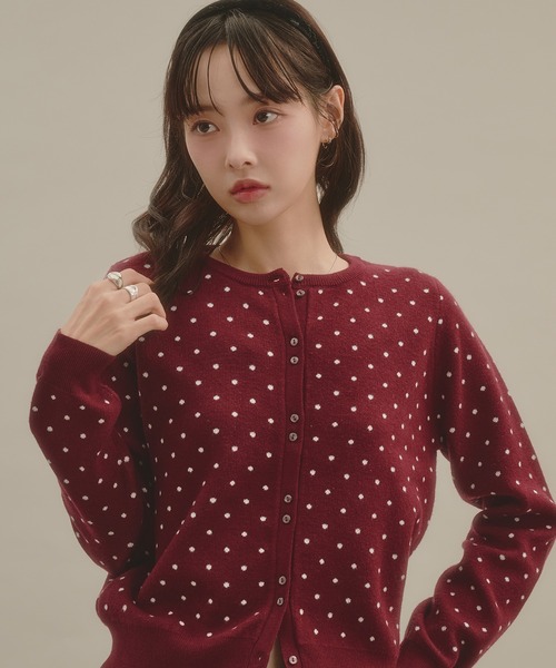 apres jour mignon(アプレジュールミニョン)の「ドットカーディガン(カーディガン/ボレロ・レディース・ボルドー/ピンク/オフホワイト/チャコールグレー/ブラウン系その他・フリー/LARGE)」の20枚目の写真