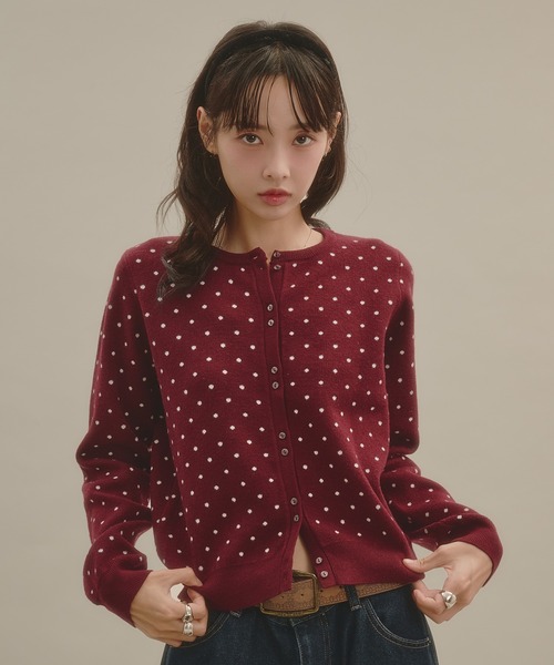 apres jour mignon(アプレジュールミニョン)の「ドットカーディガン(カーディガン/ボレロ・レディース・ボルドー/ピンク/オフホワイト/チャコールグレー/ブラウン系その他・フリー/LARGE)」の22枚目の写真