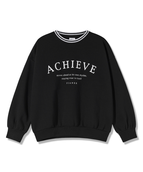 PIANER KIDS(ピアネールキッズ)の「ACHIEVE 配色オーバーサイズスウェット(ブラック)(スウェット・レディース・ブラック・M(130-140cm)/L(140-150cm)/S(120-130cm)/XL(150-160㎝))」の8枚目の写真