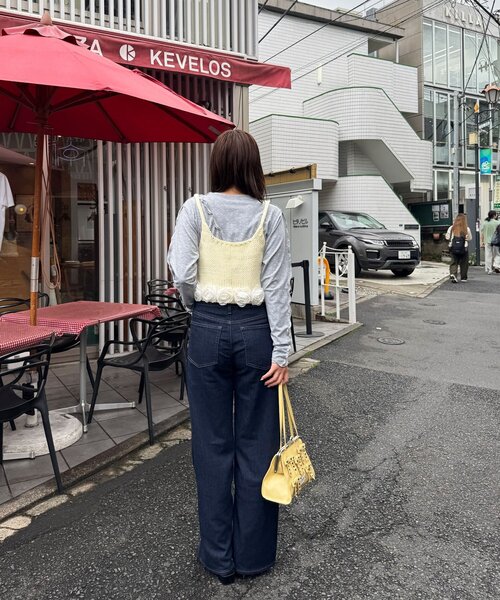 CIAOPANIC（チャオパニック）の「ローズヘムニットビスチェ（キャミソール・レディース・グレー/アイボリー/ブルー・ONE SIZE）」の4枚目の写真