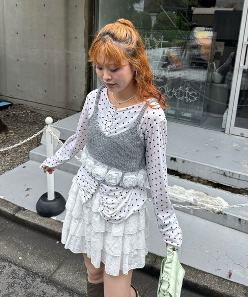 CIAOPANIC（チャオパニック）の「ローズヘムニットビスチェ（キャミソール・レディース・グレー/アイボリー/ブルー・ONE SIZE）」の7枚目の写真