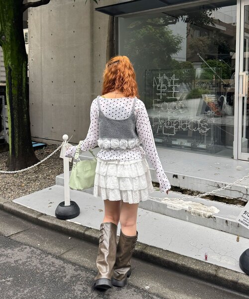 CIAOPANIC（チャオパニック）の「ローズヘムニットビスチェ（キャミソール・レディース・グレー/アイボリー/ブルー・ONE SIZE）」の12枚目の写真