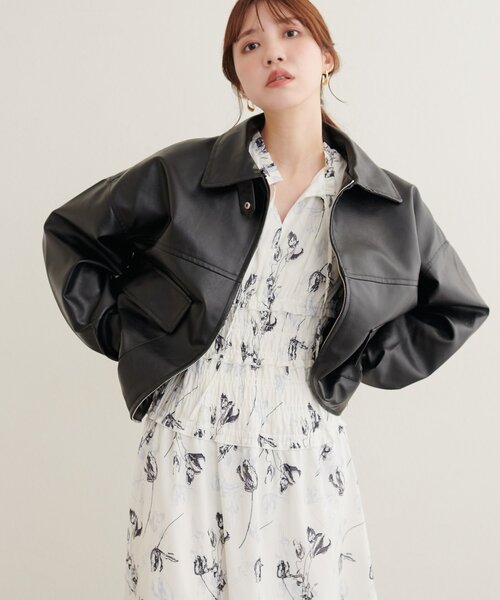 natural couture(ナチュラルクチュール)の「ファーティペット付きヘムドロストフェイクレザーブルゾン(ブルゾン・レディース・ブラウン/ブラック・FREE)」の10枚目の写真