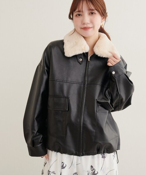 natural couture(ナチュラルクチュール)の「ファーティペット付きヘムドロストフェイクレザーブルゾン(ブルゾン・レディース・ブラウン/ブラック・FREE)」の12枚目の写真