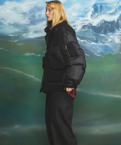 MAISON SPECIAL(メゾンスペシャル)の「《UNISEX》異素材ドッキングプライムオーバーミリタリーダウンブルゾン/Mixed Materials Docking Prime-Over Military Down Jacket【MAISON SPECIAL/メゾンスペシャル】(ダウンジャケット/コート・メンズ・グレー/ブラック・2/1/0)」の17枚目の写真