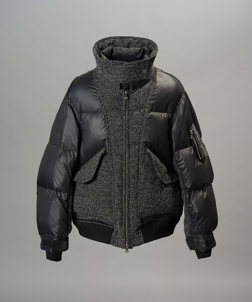 MAISON SPECIAL(メゾンスペシャル)の「《UNISEX》異素材ドッキングプライムオーバーミリタリーダウンブルゾン/Mixed Materials Docking Prime-Over Military Down Jacket【MAISON SPECIAL/メゾンスペシャル】(ダウンジャケット/コート・メンズ・グレー/ブラック・2/1/0)」の9枚目の写真